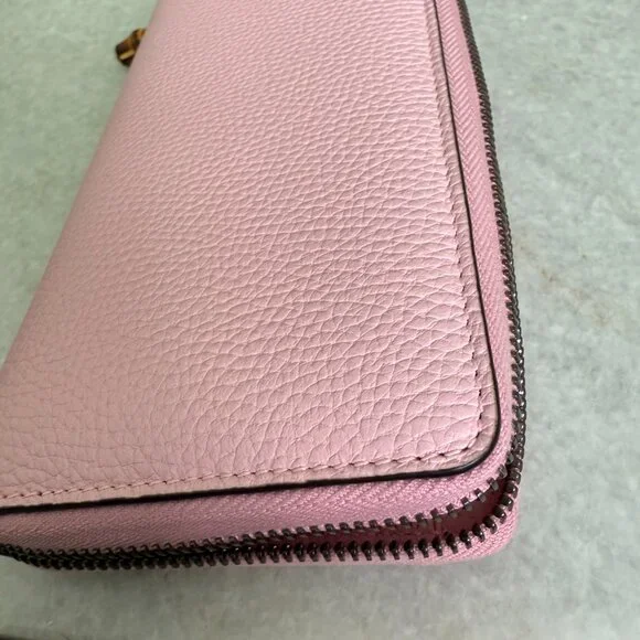 Gucci Bamboo GG Pink Leather Zip Around Long Wallet 739499 AABXM 5823